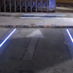 Illuminated lines in a parking lot