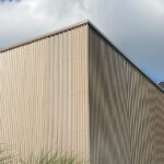 Modern building with vertical lines.